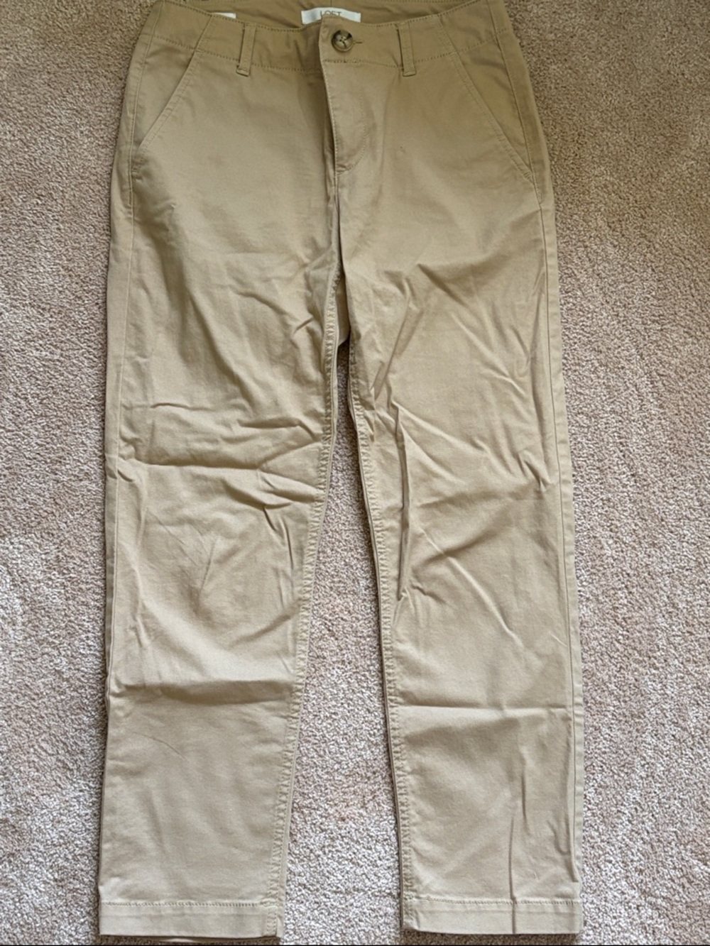 Women’s Monroe Slim Mid Rise Cotton Tan Chino Pants - Casual Straight Fit Tan